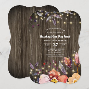 Invitación Barn Wood String enciende la fiesta floral de Acci