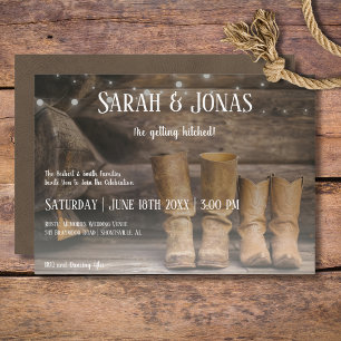 Invitación Barn y Boots Rustic Cowboy Boda occidental