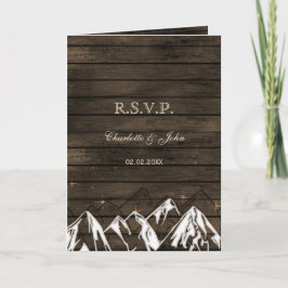 Invitación Barnwood Camping Rústica Mountains Wedding rsvp