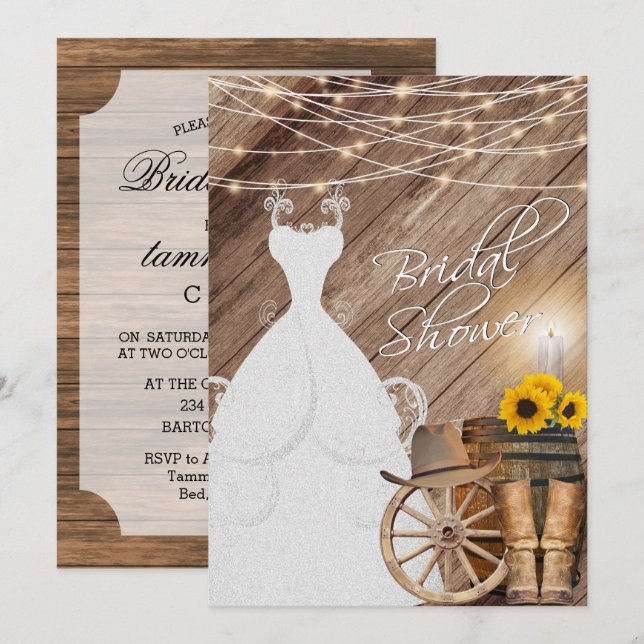 Invitación Barnwood Country Bridal Shower (Anverso / Reverso)
