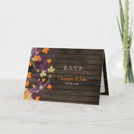 Invitación Barnwood La caída de ciruela rústica deja la boda 