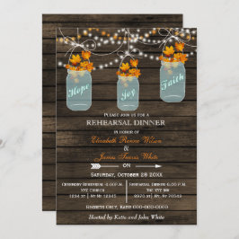 Invitación Barnwood, mason jar Fall cena de ensayo invita