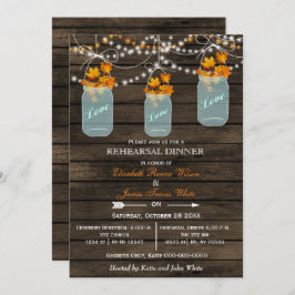 Invitación Barnwood, mason jar Fall cena de ensayo invita