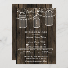 Invitación Barnwood,mason jars cena de ensayo rústico invitan