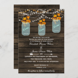 Invitación Barnwood, una boda rústica de caída de tarro de ma