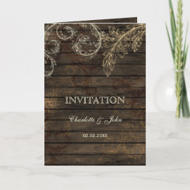 Invitación Barnwood, una boda rústica y floreciente invita