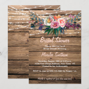 Invitación Barnwood Watercolor Fall Wildflowers Shower