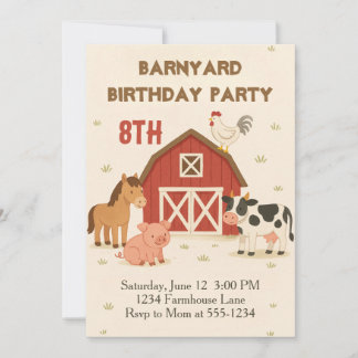 Invitación Barnyard Animal Birthday