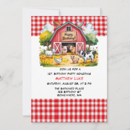 Invitación Barnyard Animals Boy 1st. Birthday Party