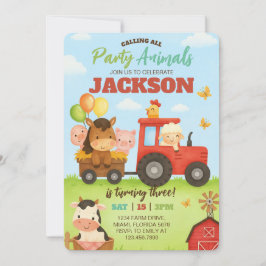 Invitación Barnyard Animals Ranch Kids Birthday