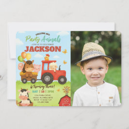 Invitación Barnyard Animals Ranch Kids Birthday Photo