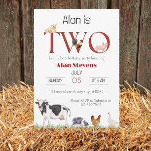 Invitación Barnyard Bash: ¡Celebren Turning Two!