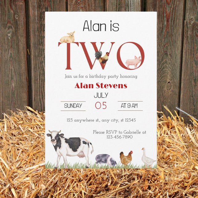 Invitación Barnyard Bash: ¡Celebren Turning Two! (Subido por el creador)