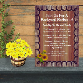 Invitación Barnyard BBQ Bash Invitation Template Rustic Wood 