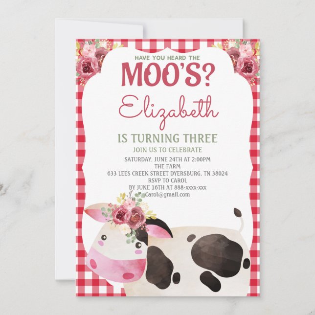 Invitación Barnyard de animales de granja de animales de la g (Anverso)