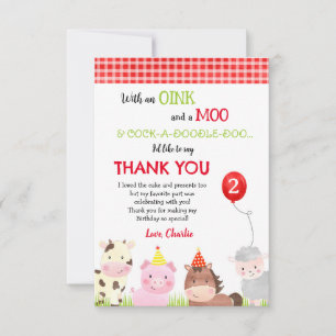 Invitación Barnyard Farm Animals Birthday Gracias Cartas