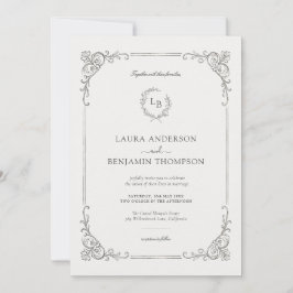 Invitación Baroque Laurel Wreath Elegante Boda