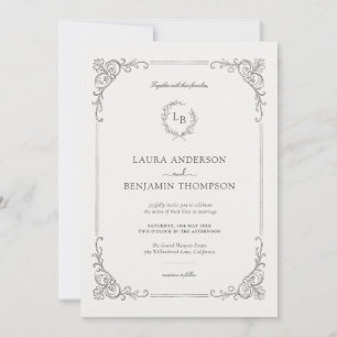 Invitación Baroque Laurel Wreath Elegante Boda