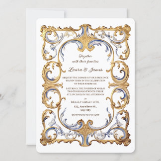 Invitación Baroque Rococo Luxurious Golden Swirls Wedding