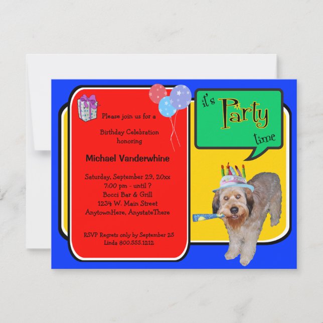Invitación Barquera de cumpleaños de Labradoodle (Anverso)