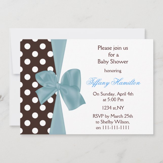 Invitación barra azul de chocolate de moda Ducha de bebé Invi (Anverso)