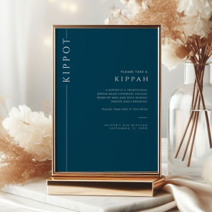 Invitación Barra azul de la marina Mitzvah Kippot Tabletop Ró