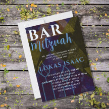 Barra azul moderna clásica Mitzvah Tipo negrita