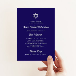 Invitación Barra blanca y plateada simple y negrita Mitzvah