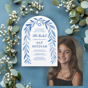 Invitación Barra de acuarela botánica Bat Mitzvah Arch Photo