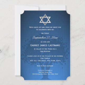 Invitación Barra de árbol Mitzvah Sapphire Silhouette