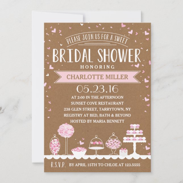 Invitación Barra de canto rosa | Bridal Shower (Anverso)