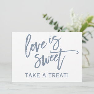Invitación Barra de caramelos 5X7 Boda / Rótulo bufé   Azul a