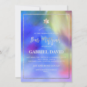 Invitación Barra de color de agua PixDezines Mitzvah