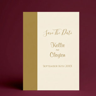 Invitación Barra de Oro Marfil Minimalista Boda Guardar la Fe