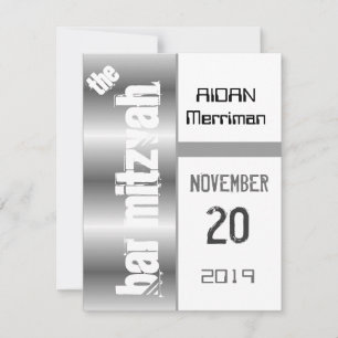 Invitación Barra gris metálica Mitzvah