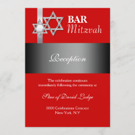 Invitación Barra gris roja mitzvah RECEPCIÓN