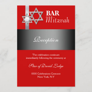 Invitación Barra gris roja mitzvah RECEPCIÓN