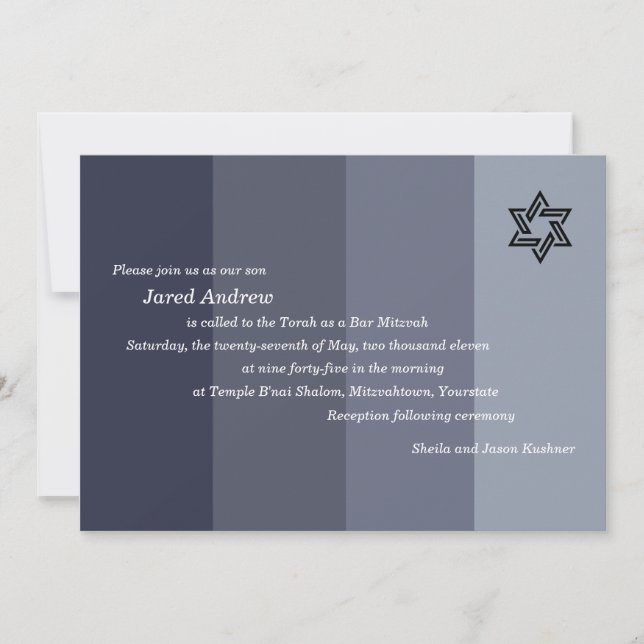 Invitación Barra gris tonal Mitzvah (Anverso)