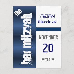 Invitación Barra metálica azul Mitzvah