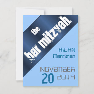 Invitación Barra metálica azul Mitzvah