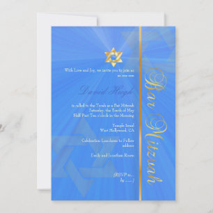 Invitación Barra Mitzvah/azul/oro
