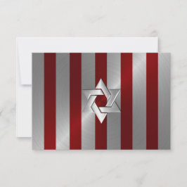 Invitación Barra Mitzvah banda roja y plateada con estrella