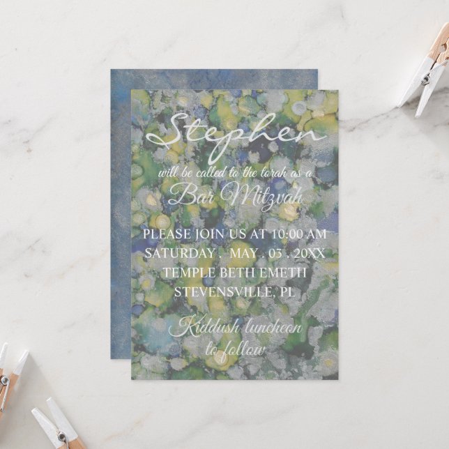 Invitación Barra Mitzvah Colorful Inks (Anverso/Reverso In Situ)