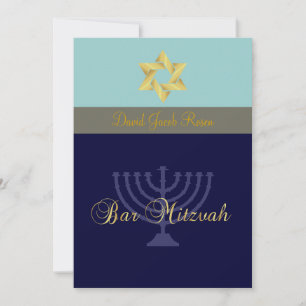 Invitación Barra Mitzvah/luz + azul oscuro