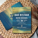 Invitación Barra Mitzvah Negrita Relieve metalizado dorado de<br><div class="desc">¡Siéntete orgulloso, regocijo y exhibe este hito de tu Bar Mitzvah favorito! Envíe esta invitación fresca, única, moderna y personalizada para un evento que recordar. Los trazos metálicos de pincel de Relieve metalizado dorado y la estrella de David, junto con la tipografía audaz y blanca, superponen un fondo de pintura...</div>