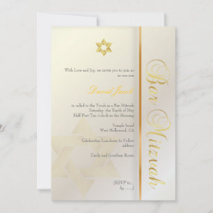 Invitación Barra Mitzvah/perla/oro