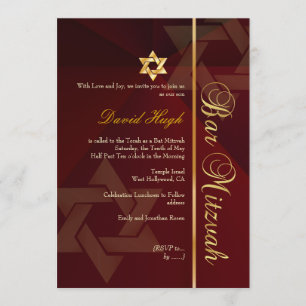 Invitación Barra Mitzvah/rojo/oro