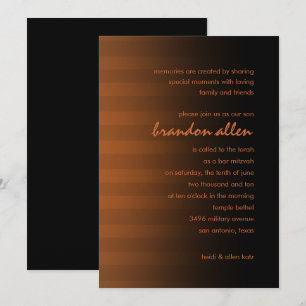 Invitación Barra Mitzvah Rust y franjas horizontales negras