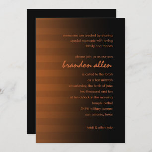 Invitación Barra Mitzvah Rust y franjas horizontales negras