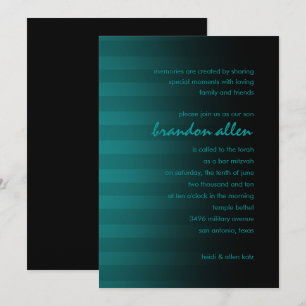 Invitación Barra Mitzvah Verde azulado y Black Horizontal Str